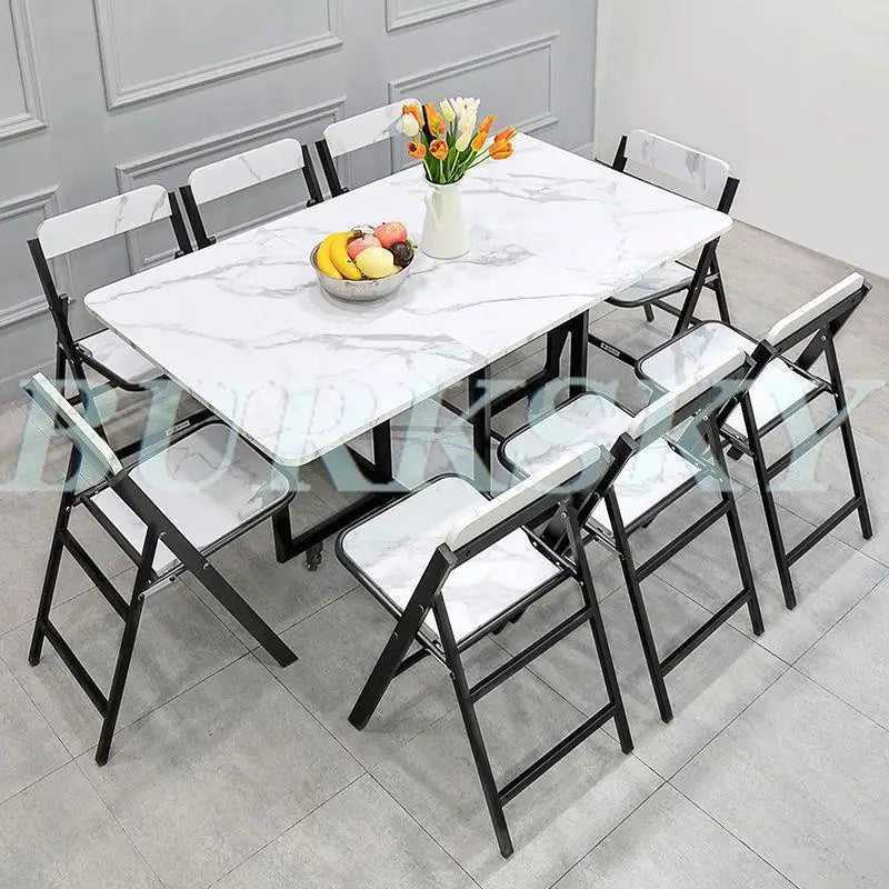 Folding Dining table Movable Table Set Dining Tables Chair Set Chair Dining Room Furniture Small Apartment Living Room Table