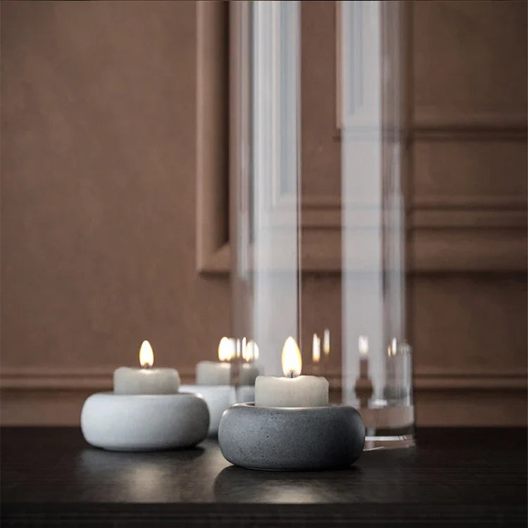 Wholesale 180PCS Modern Cement Candle Vessels Luxury Concrete Candle Holder Custom Logo Candle Stick Candlestick