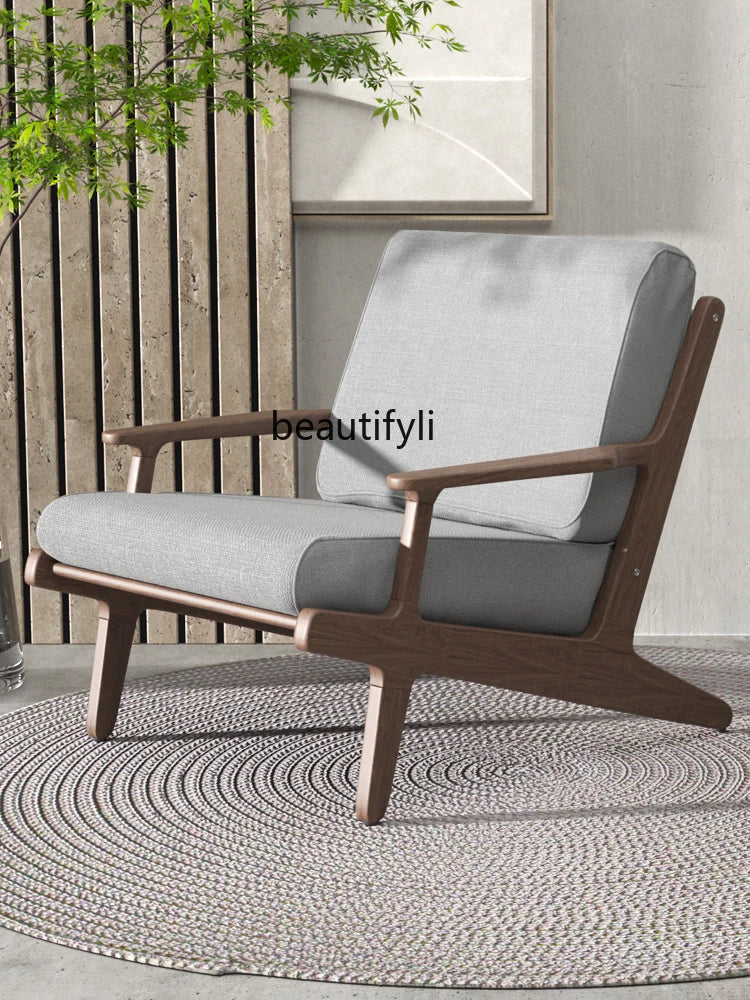 Sili Style Single Sofa Designer Model Living Room Home Small Apartment Fabric Sofa Nordic Solid Wood Leisure Chair  furniture