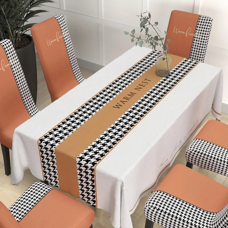 Table chair cover Modern light luxury household integrated thickened European rectangular tablecloth elastic chair cover