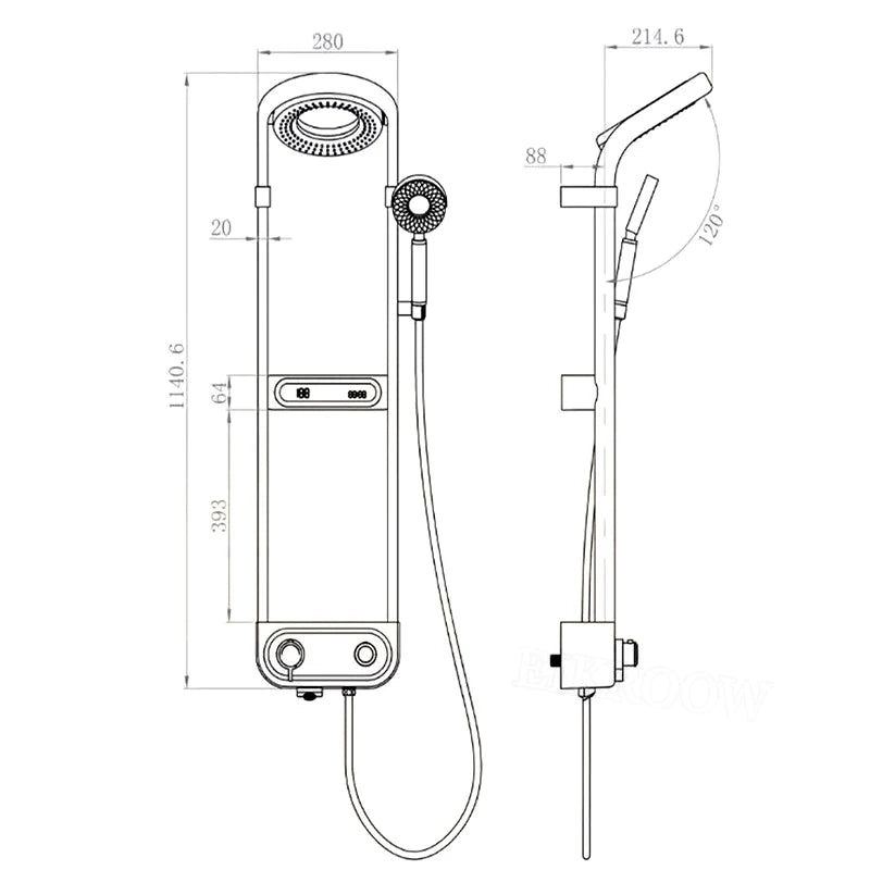 2024 NEW Luxury Rainfall Shower System Bathroom Smart Digital Display Rotatable Pressurized Shower Head Rain Shower Faucet Set