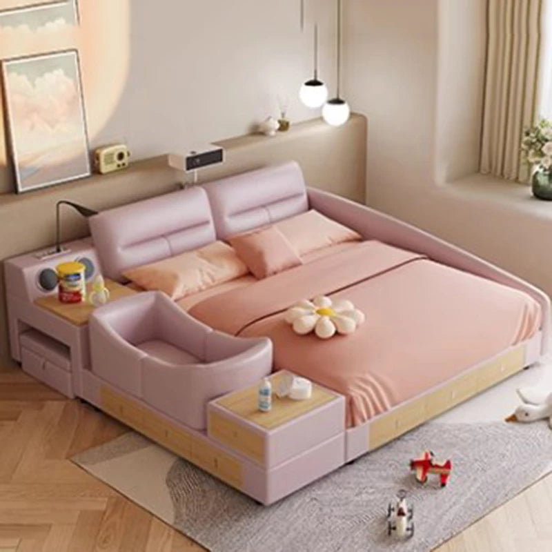 Children Tatami Double Bed Modern Storage Combination Comferter Double Bed Luxury White Camas Moderrnas Inteligentes Furniture