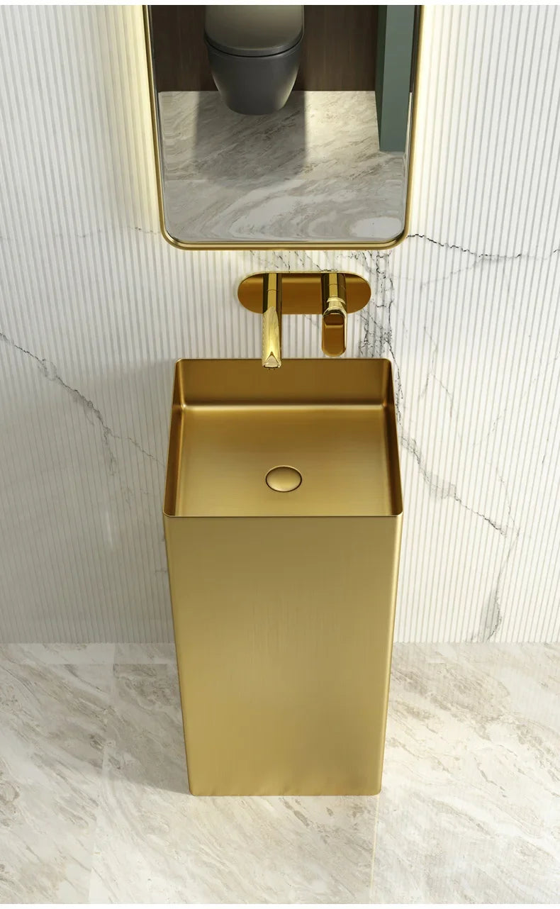 CX102AE Luxury Golden Bar Wash Basin Hotel Integrated Floor-Standing Pedestal Basin Face Washing Inter-Platform Basin