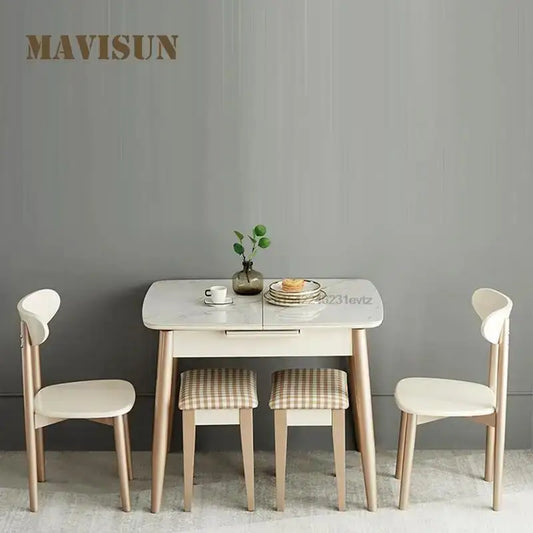 Retractable Small Apartment Rock Slab Dining Table Household Kitchen Table And Chair Combination Multifunctional Furniture