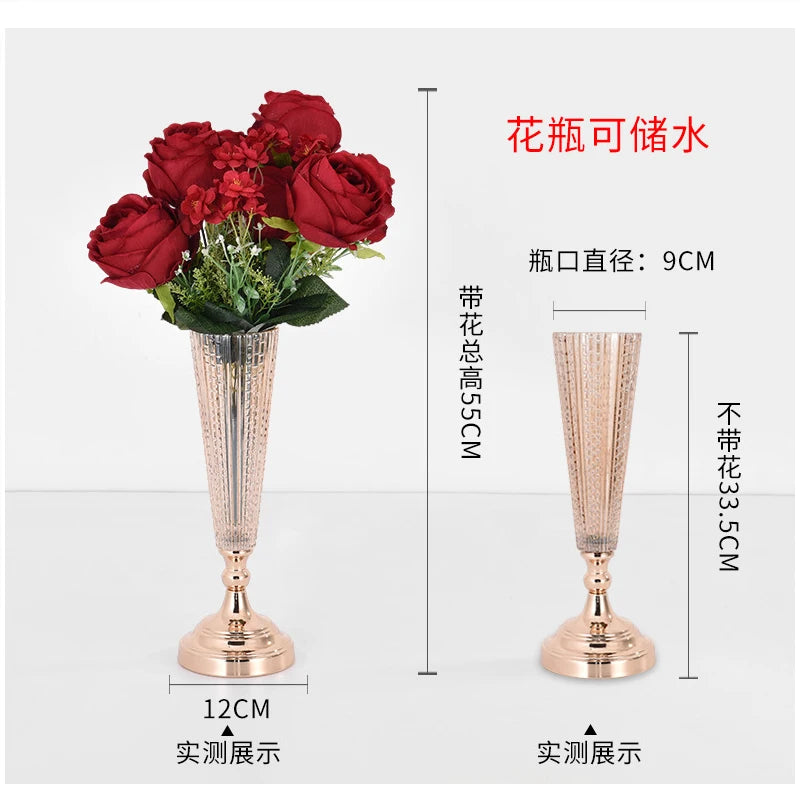 European-style glass metal vase ornaments living room bedroom wedding decoration vase living room light luxury vase ornaments