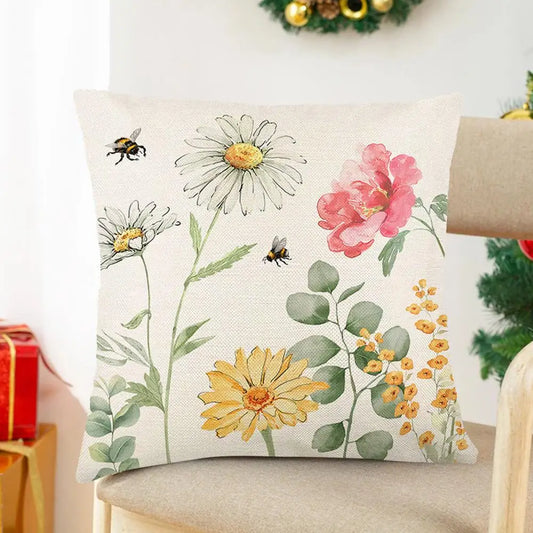 Linen Pillow Cover Spring Pillowcase Spring Series Printed Pillowcase Cushion Cover Set for Room Sofa Decor Soft Linen