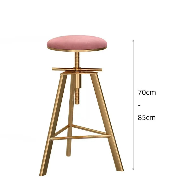 Pink Chair Rattan Furniture Bar Backrest Stool Antique Folding High Counter Hocker Island Dining Table Benches Height Adjustable