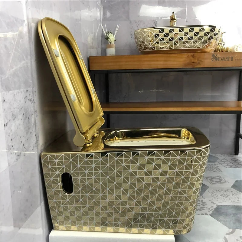 bathroom golden color square wall hung wc toilet gold color wall hung toilet bowl