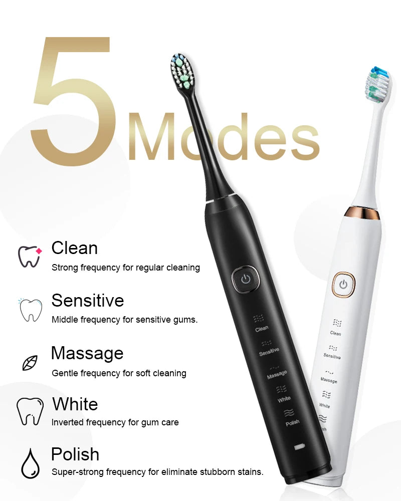 Smart Sonic Electric Toothbrush Ultrasound IPX7 Rechargeable Tooth Brush 5 Mode Smart Time Whitener Teethbrush Sarmocare S100