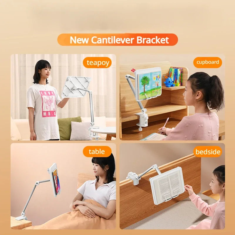 Eary Book Stand for Reading Adjustable Book Holder with 360°Rotating Clamp Desktop Reading Holder for Tablet Laptop Textbook