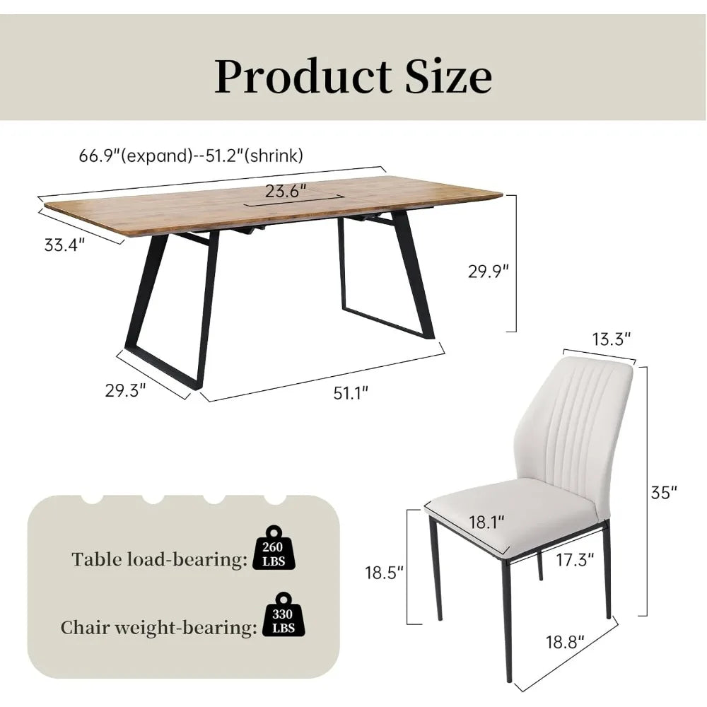 Dining Table, Table and Chairs Wooden Expandable Dining Table Space Saving Multifunctional, Dining Table Sets