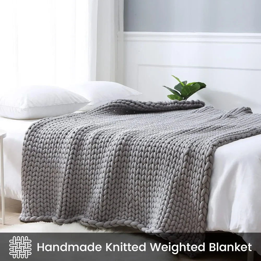 Knitted Weighted Blanket 60''x80''15 Pounds Warm Winter Blankets for Beds Suit for Adults(Grey) Sofa Blankets and Throws Throw &