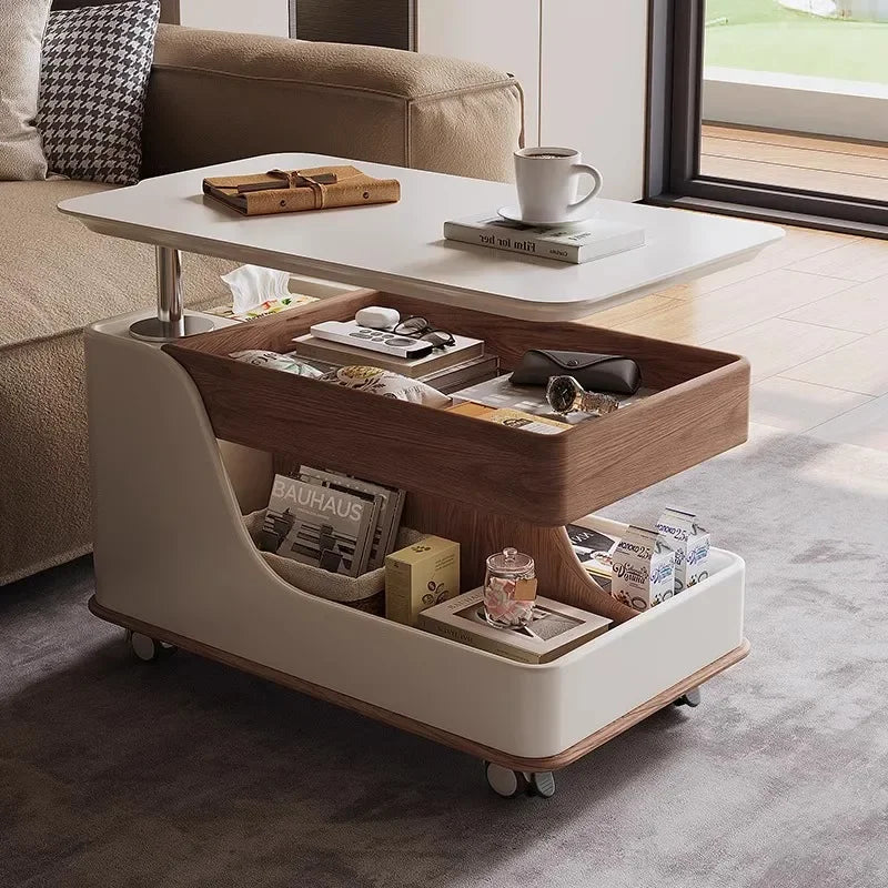 Nordic Luxury Coffee Table Wheel Mobile Living Room Small Coffee Table Wood Modern Apartamento Kaffee Tische Home Furniture