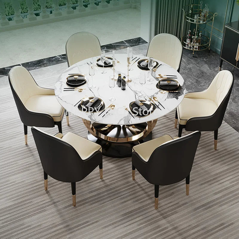 Center Round Dining Table Marble Kitchen Luxury Dinner Salon Dining Table Coffee Balcony Comedor Livingroom Furniture Sets