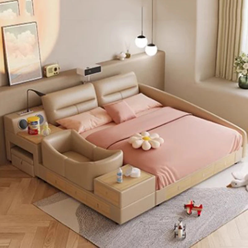 Children Tatami Double Bed Modern Storage Combination Comferter Double Bed Luxury White Camas Moderrnas Inteligentes Furniture