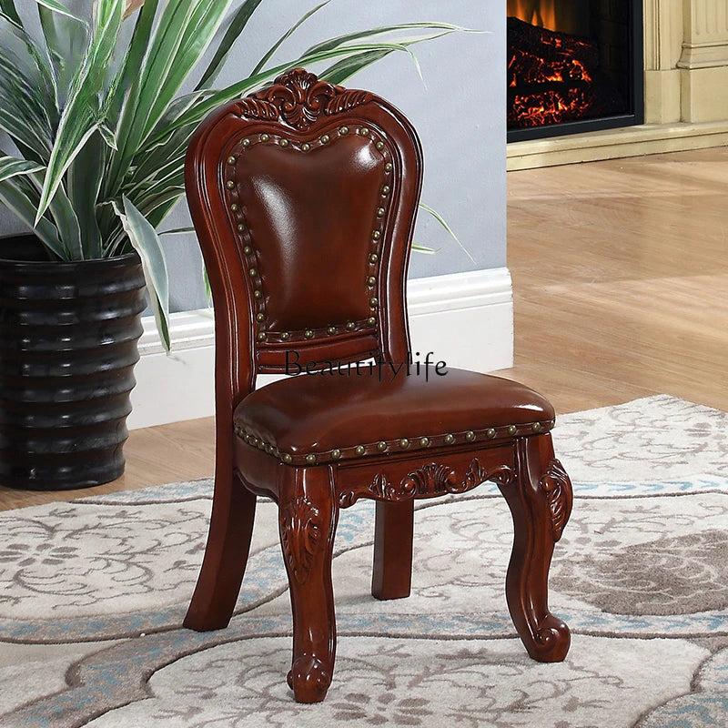 American-Style Solid Wood Backrest Small Dining Chair Tea Table Comfortable Small Stool Sofa Shoe Changing Bench