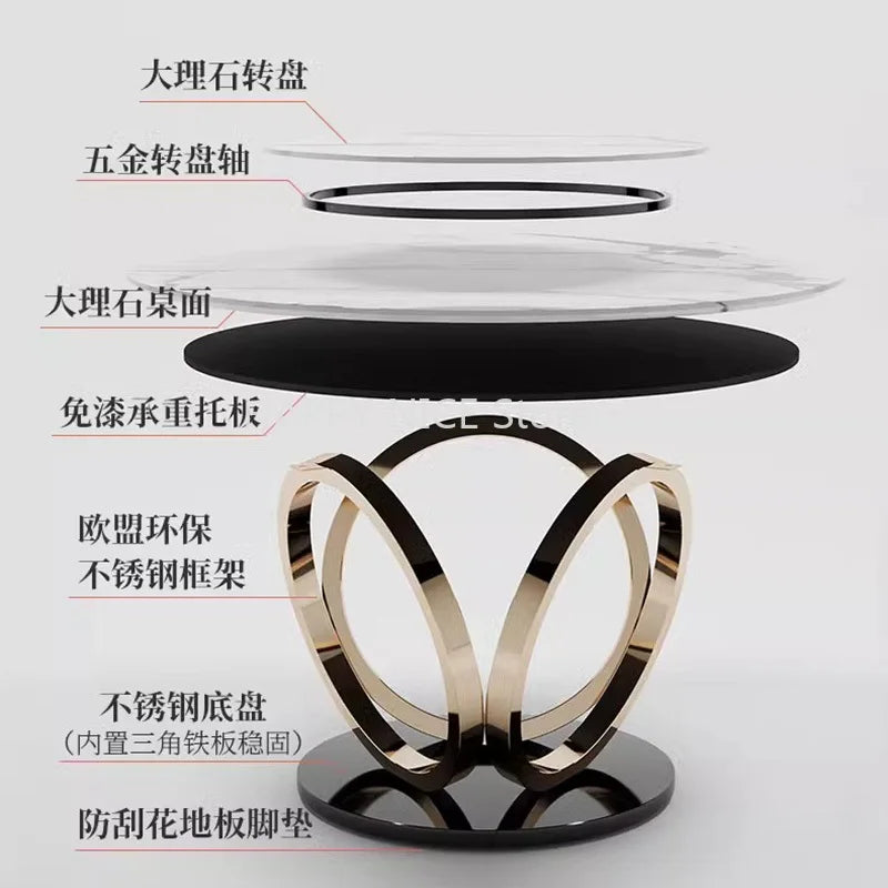 Center Round Dining Table Marble Kitchen Luxury Dinner Salon Dining Table Coffee Balcony Comedor Livingroom Furniture Sets