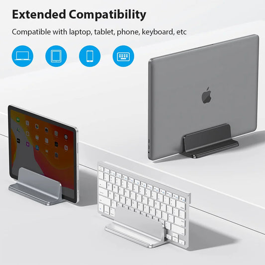 Foldable Aluminum Vertical Laptop & Tablet Stand, 17 Inches.