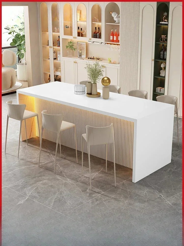 Customized light luxury open kitchen slate island dining table