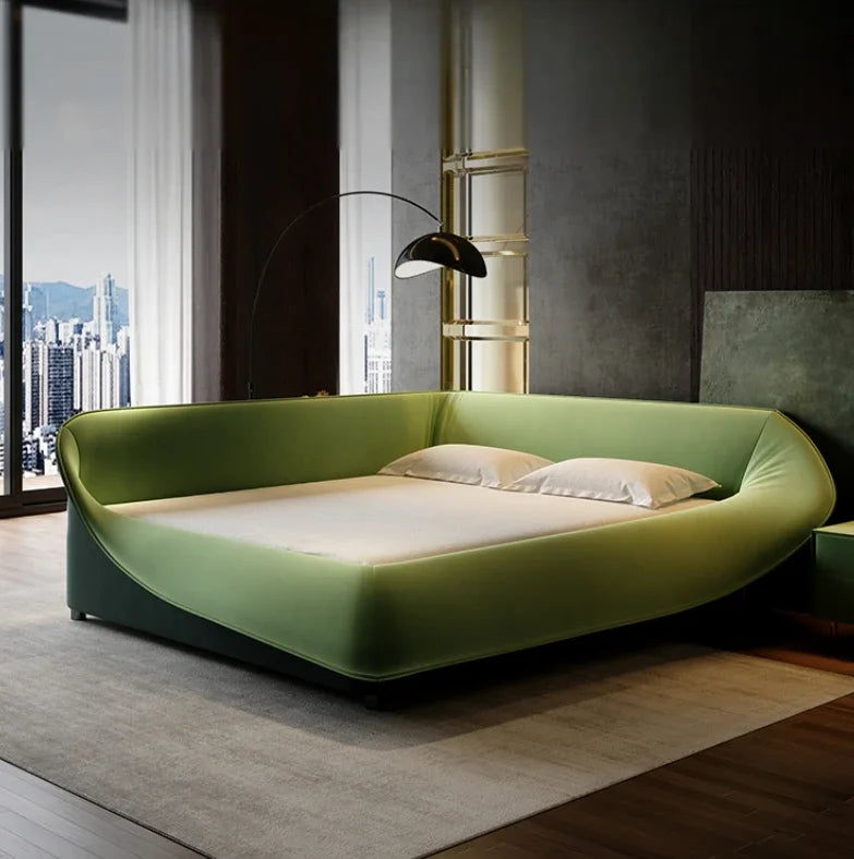 Green Queen Double Bed Aesthetic Modern Master Multifunctional Kids Double Bed Modular Frame Letto Matrimoniale Room Furniture