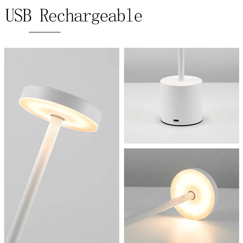 Rechargeable LED Desk Lamp Creative Touch Switch Dimmable Table Lamp 3 Color Temperatures Bedroom Office Restaurant Lamp