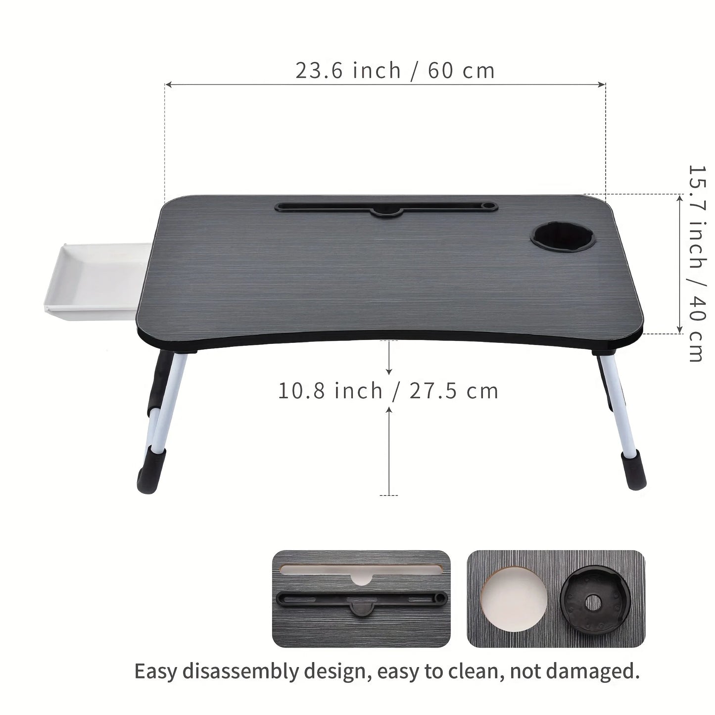 Laptop Bed Table Foldable Lap Table with Cup Holder Drawer Tablet Stand Laptop Bed Tray Table Portable Lap Table Foldable Legs