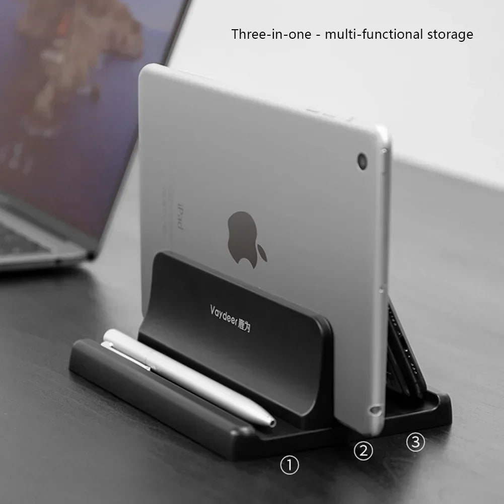 Office Laptop Stand Vertical Save Desktop Space Computer Accessories 1/2/3 Slots Adjustable Width Laptop Holder Desk Storage