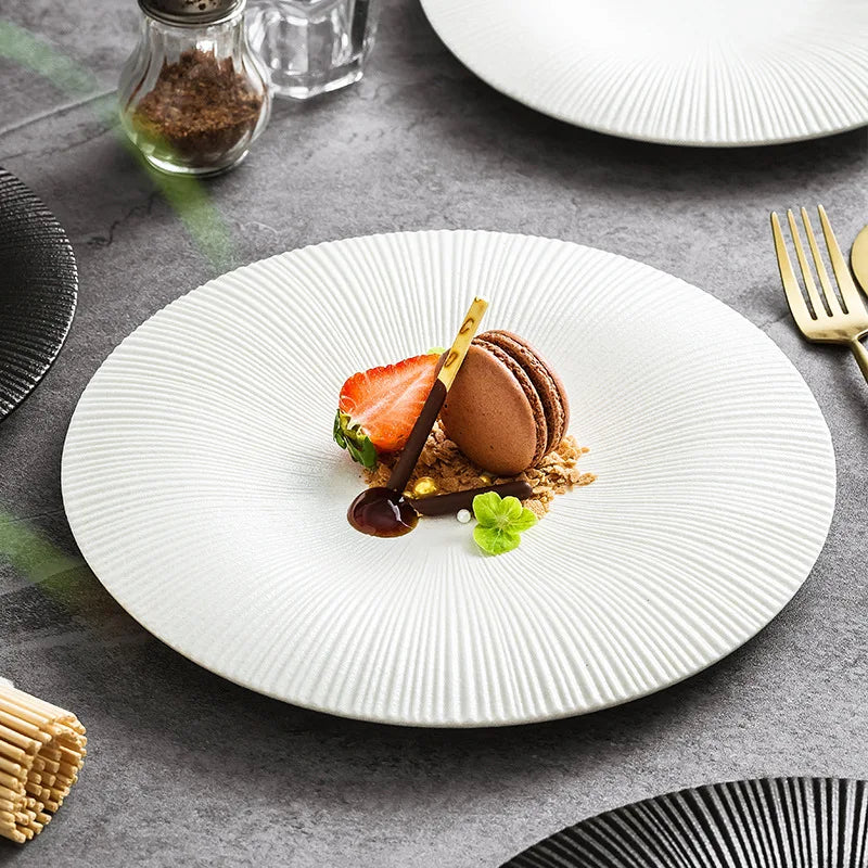 Ceramic Western Food Plate, Light Luxury Steak Plate, Advanced Ceramic Vegetable Plate, Creative Flat  Exquisite Disc