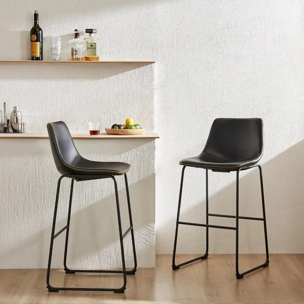 Dining Chairs，Kitchen & Dining Room Chairs, PU Leather Cushion and Metal Legs Bar Chairs, Counter Height Bar Stools