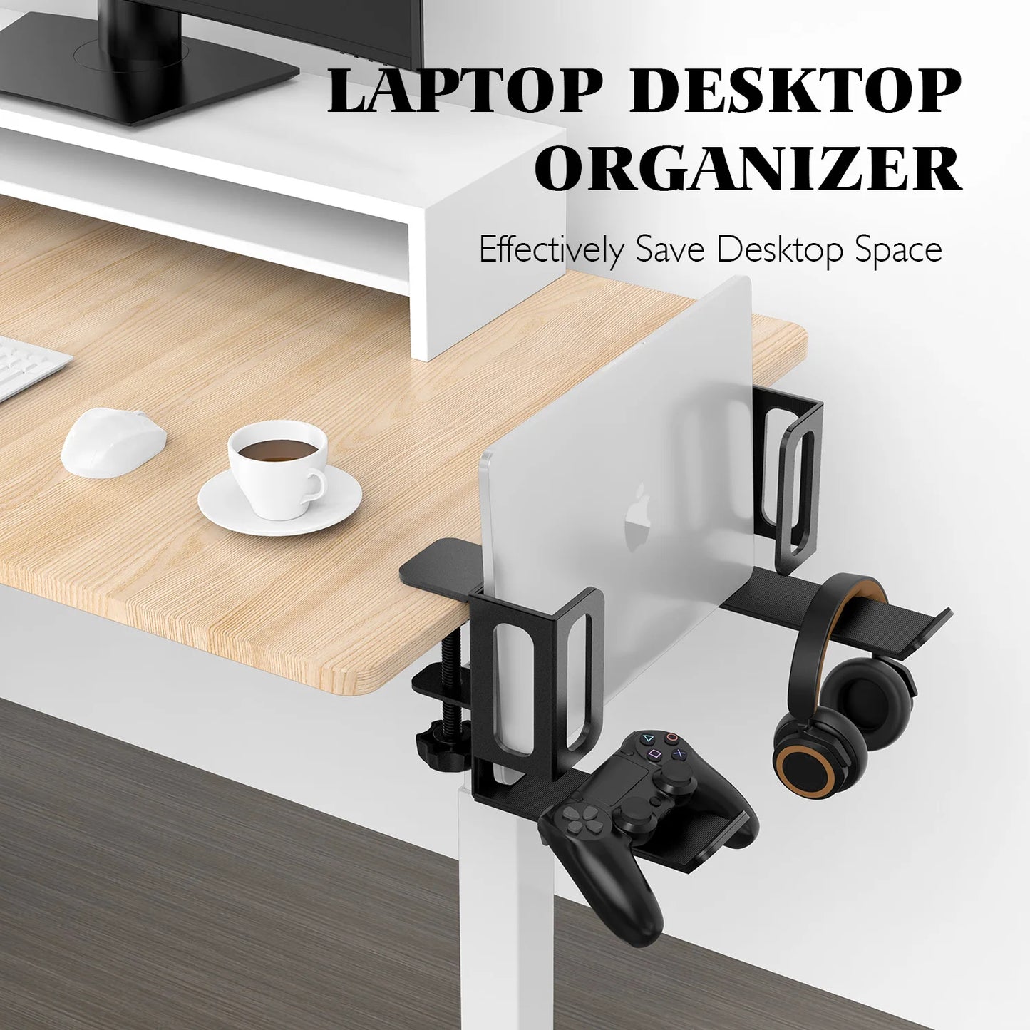 Table Sides Laptop Rack Cooling Stand Tray Desk Organizer Storage Laptop Holder Shelf for Ipad Under Desk Headphone File Hanging