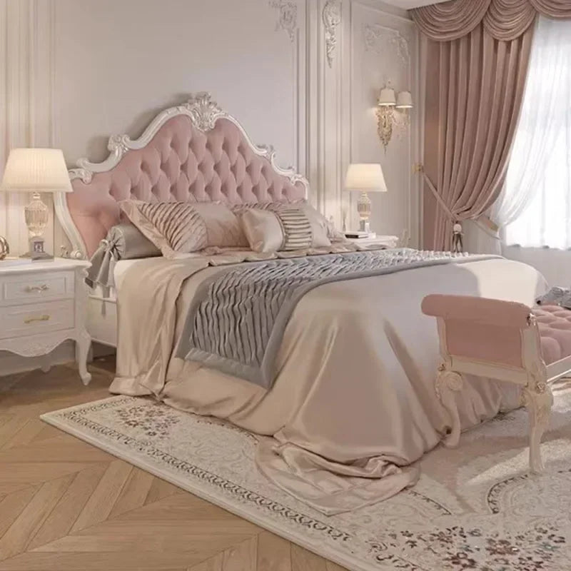 Girl Wood Luxury Bed Nordic Queen Cute Modern Twin King Bed Bedroom Princess Leather De Matrimonio Dormitorio Furniture