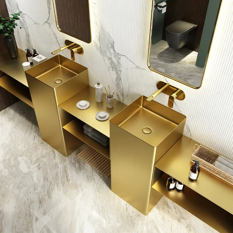 CX102AE Luxury Golden Bar Wash Basin Hotel Integrated Floor-Standing Pedestal Basin Face Washing Inter-Platform Basin