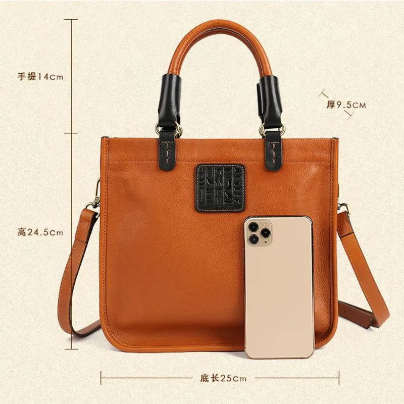 MOTAORA Genuine Leather Luxury Vintage Handbag Women Bags Designer Nature Cowhide Casual Tote 2024 New High Quality Female Bag