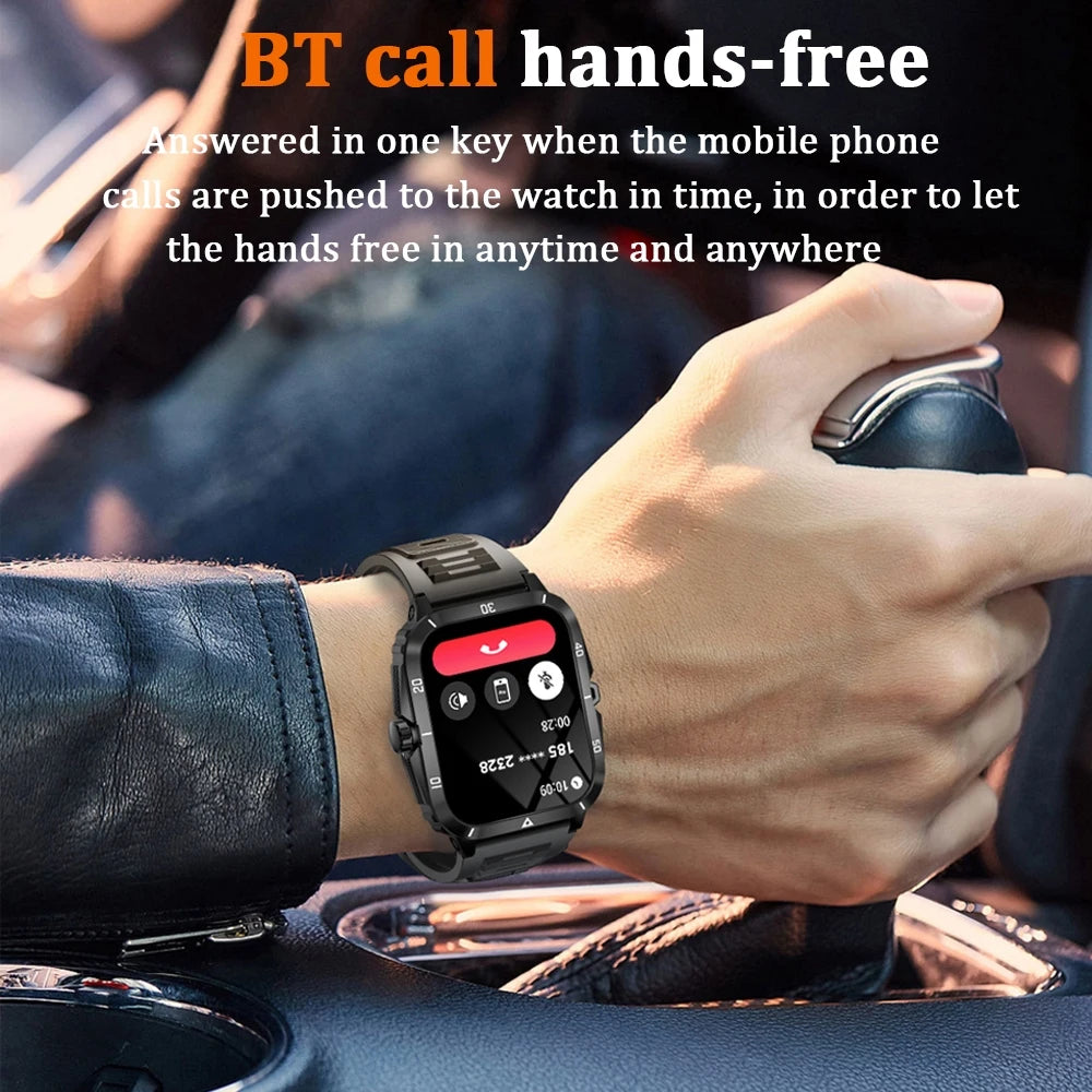 3ATM Waterproof GPS Military Smart Watch Men For Android IOS Ftiness  Waterproof Watch 2.0'AI Voice Bluetooth Call Smart Watch