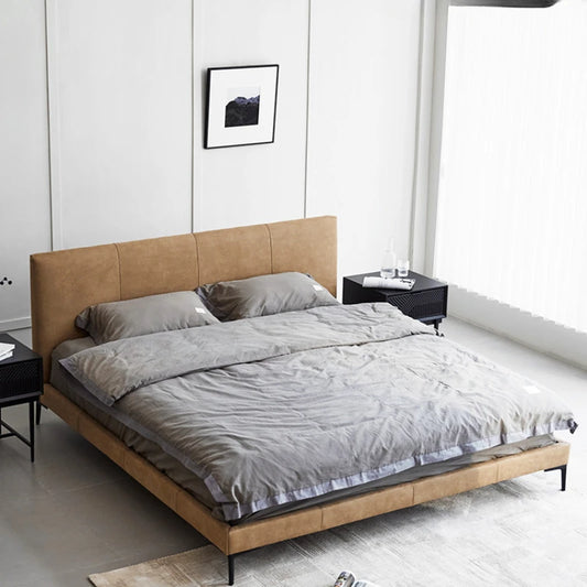 Modern minimalist technology small bedroom with cloth bed Italian minimalist double bed washless fabric soft bed