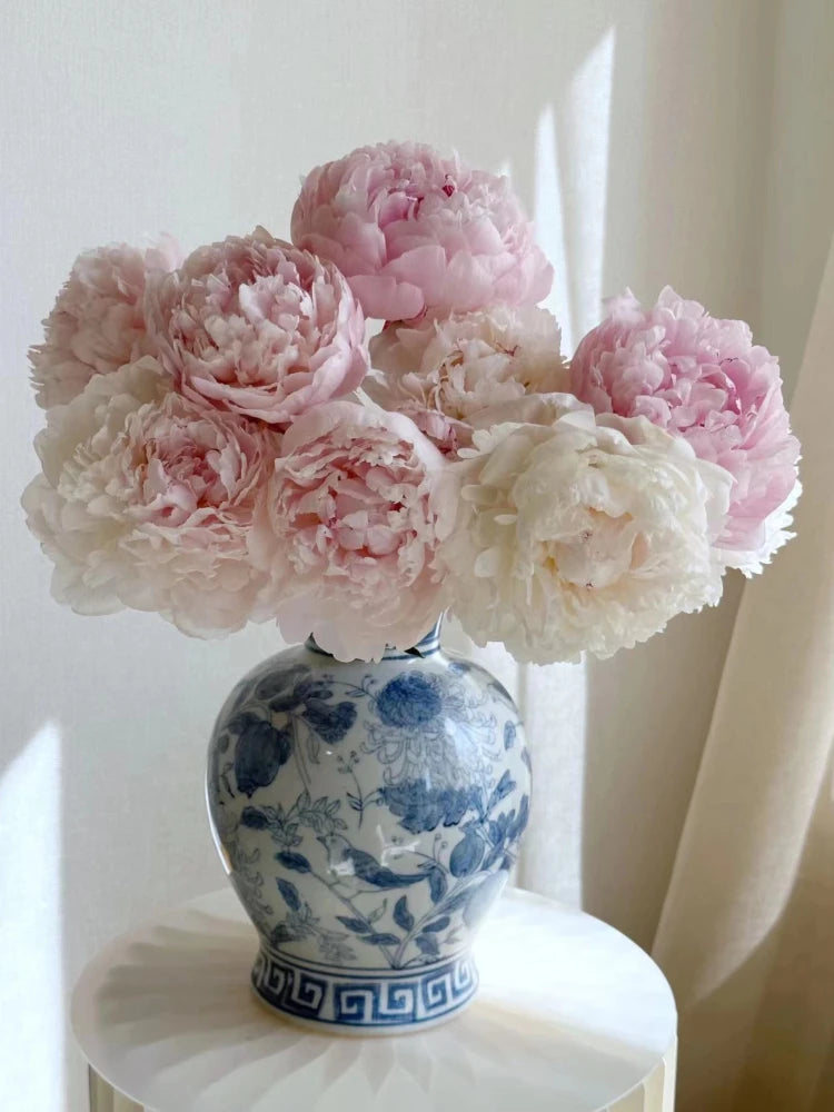 Vase Ceramic Underglaze Blue White Porcelain Handmade Flower Ware Suitable Bedroom Desktop Bedside Light Luxury Home Decoration