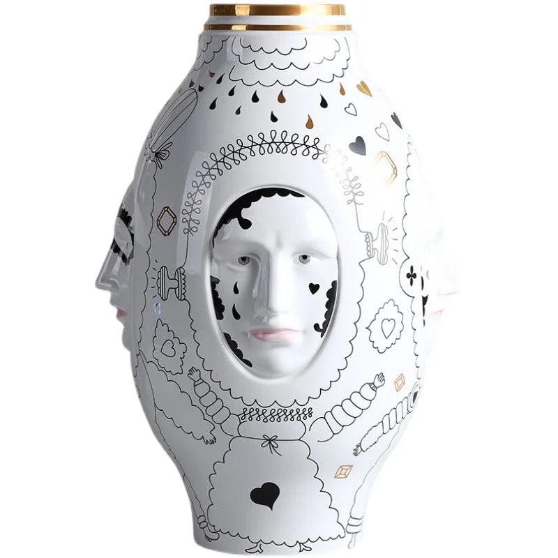 Creative Face Ceramic Vase Ornaments Nordic Living Room Decoration TV Cabinet Porch Desktop Flower Arrangement Vases Home Decor