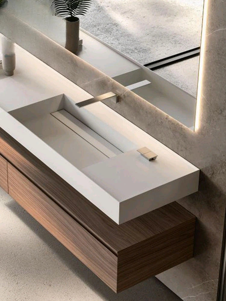 Italian designer modern light luxury French toilet washbasin hand pond stone slab integrated basin bathroom cabinet combination