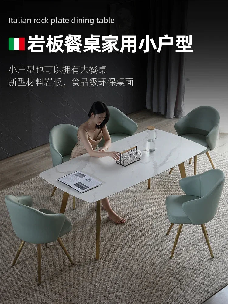 Italian-style imported rock table Modern simple household small-sized Nordic marble luxury dining table and chair combination