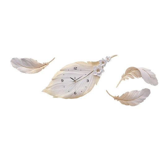 Creative 3d Feather Clock Warm Decoration Wall Watch Living Room Fashionable Modern Minimalist Clock