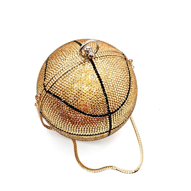 Top quality women evening party purses luxury funny handbag designer full crystal basketball cross body bag