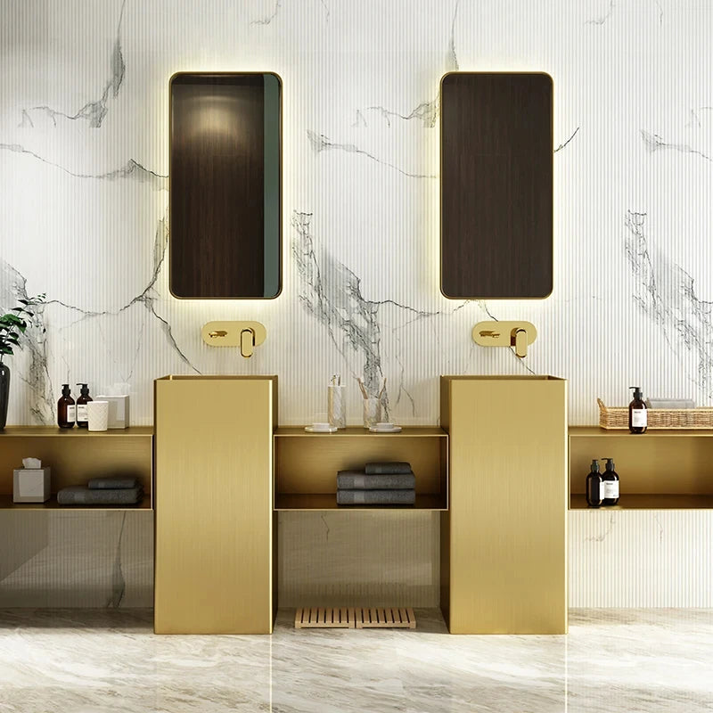 CX102AE Luxury Golden Bar Wash Basin Hotel Integrated Floor-Standing Pedestal Basin Face Washing Inter-Platform Basin