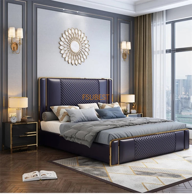 Designer Style Luxury Bed Frame Lit Cama Yatak Letto Letti Bedden Bedroom Furniture King Set 2 Personnes Madera Wooden Muebles