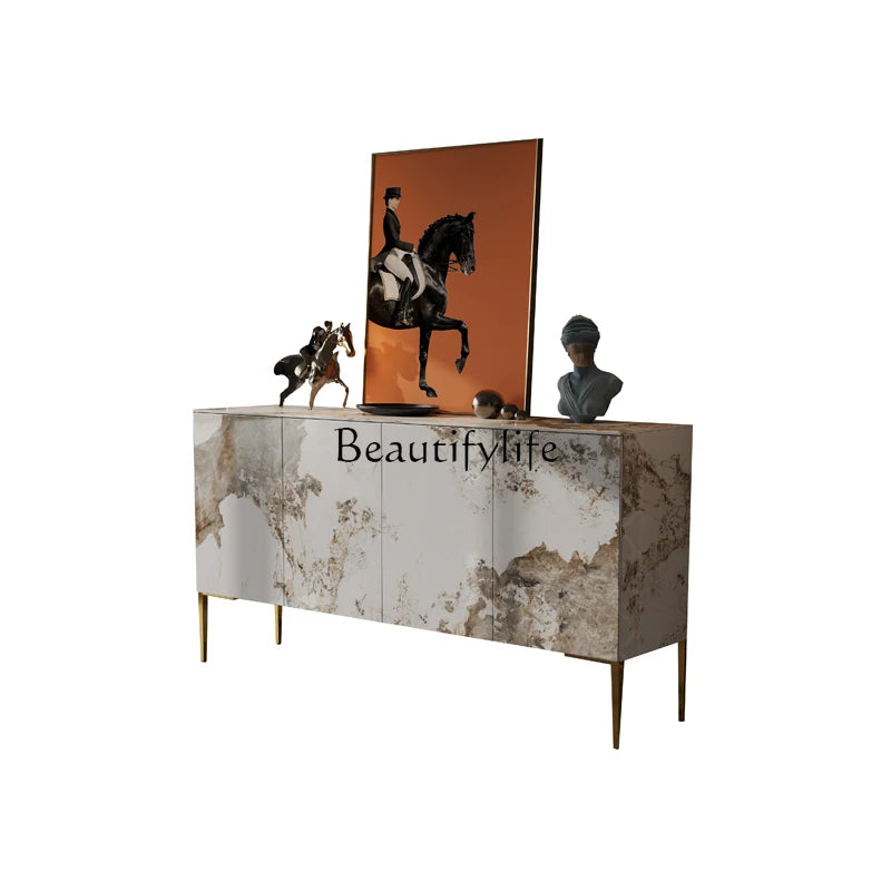 Italian Stone Plate Entrance Cabinet Light Luxury Home Sideboard Cabinet Modern Minimalist Decoration High Leg Shoe Cabinet