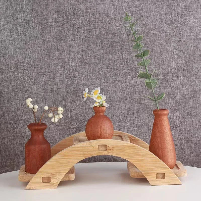 20241pc Nordic Minimalism Wooden Vase for Plants Solid Wood Flower Vases Plants Pot Flower Arrangement Tabletop Home Ornaments