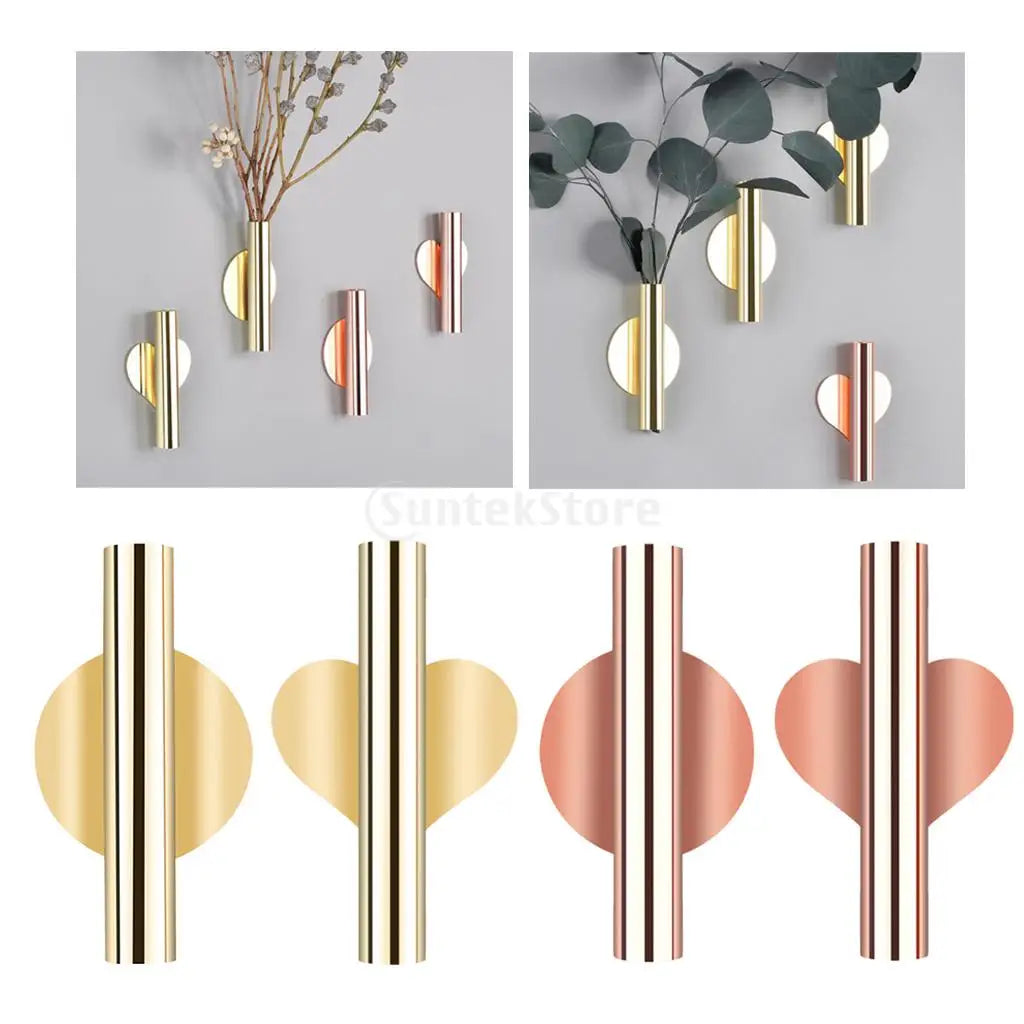 Wall Hanging Vase Nordic Style Golden Wall Flower Living Room Entrance Wall Blossom Vase DIY Flower Home Decorations