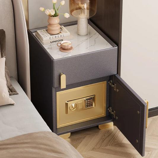 Safe Storage Nightstand Golden Legs Space Saving Bedside Table Modern Luxury Mesita Noche Inteligente Furniture For Bedroom