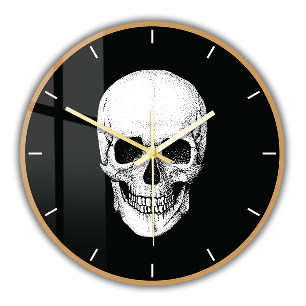 Skull Head Wall Clock For Living Room Modern Design Minimalist Home Decor Watch Halloween Horror Wall Art Silent Quartz Clock