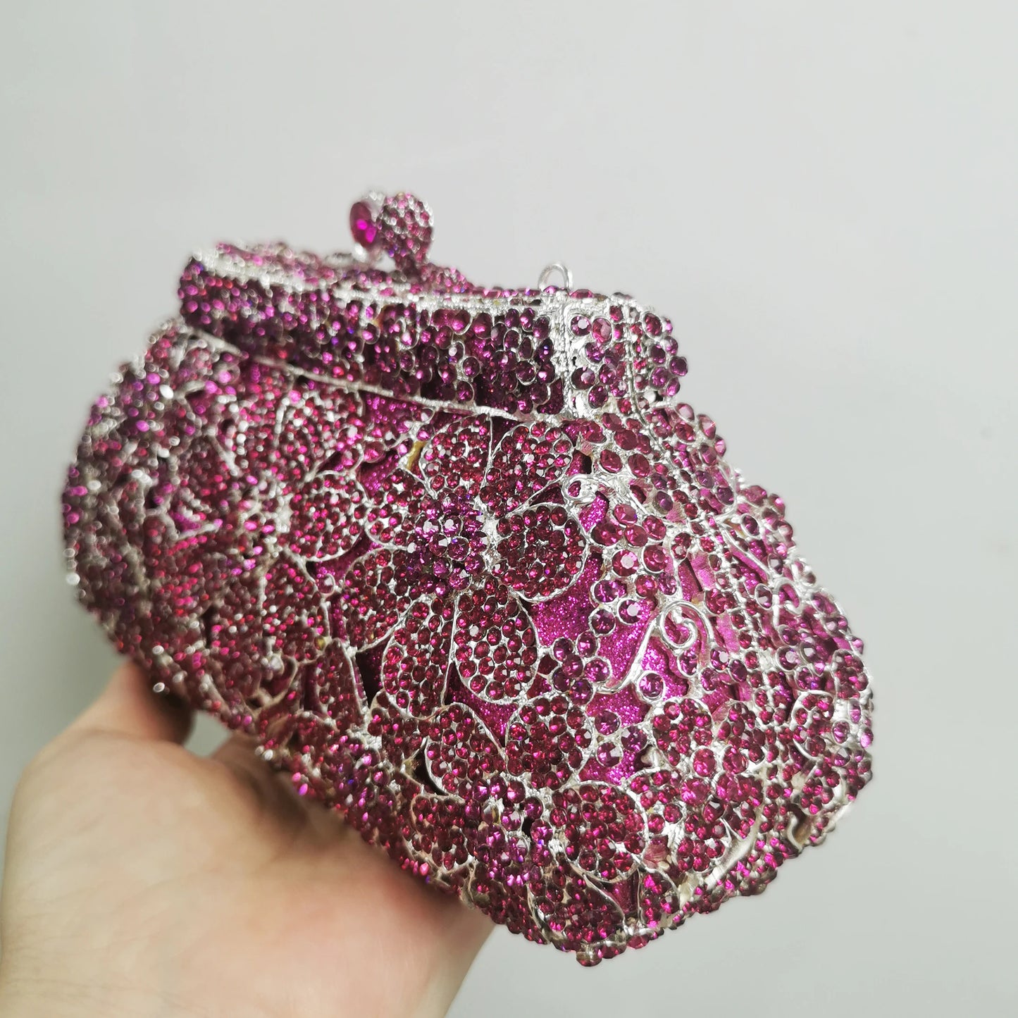 Women Wedding Dress Green/Purple Crystal Clutch Bag Party Gala Dinner Evening Bags Minaudiere Handbag and Purse Mini Clutches