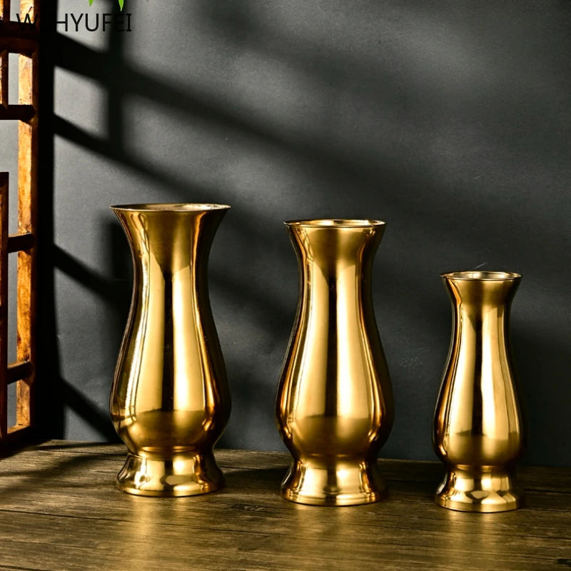 Stainless steel golden vase ceramic vase Buddhist hall and Buddhist utensils Offering Buddha Vase living room home decoration